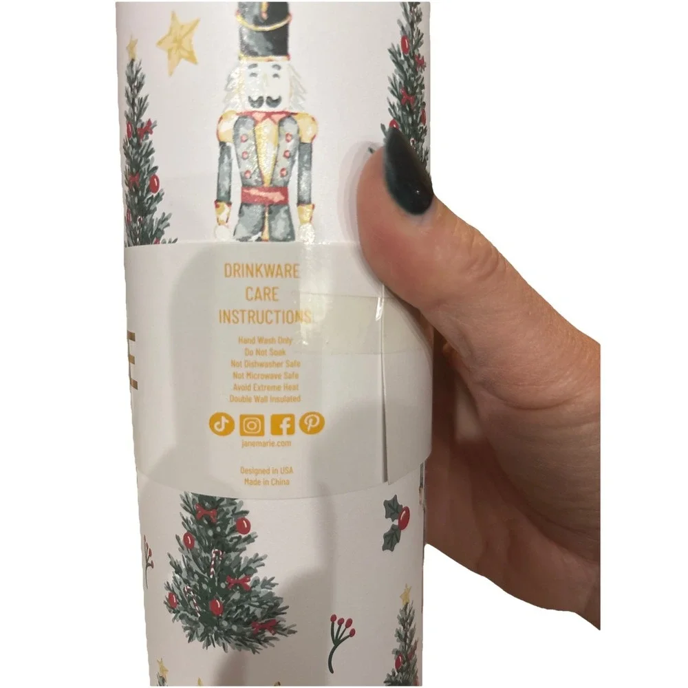 NWT Jane Marie Holiday Drinkware 20oz Skinny Tumbler With Straw
